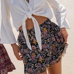 🌺 NWT Natural Life Holly Wrap Skirt Black Yellow Floral NEW Boho Spring Summer